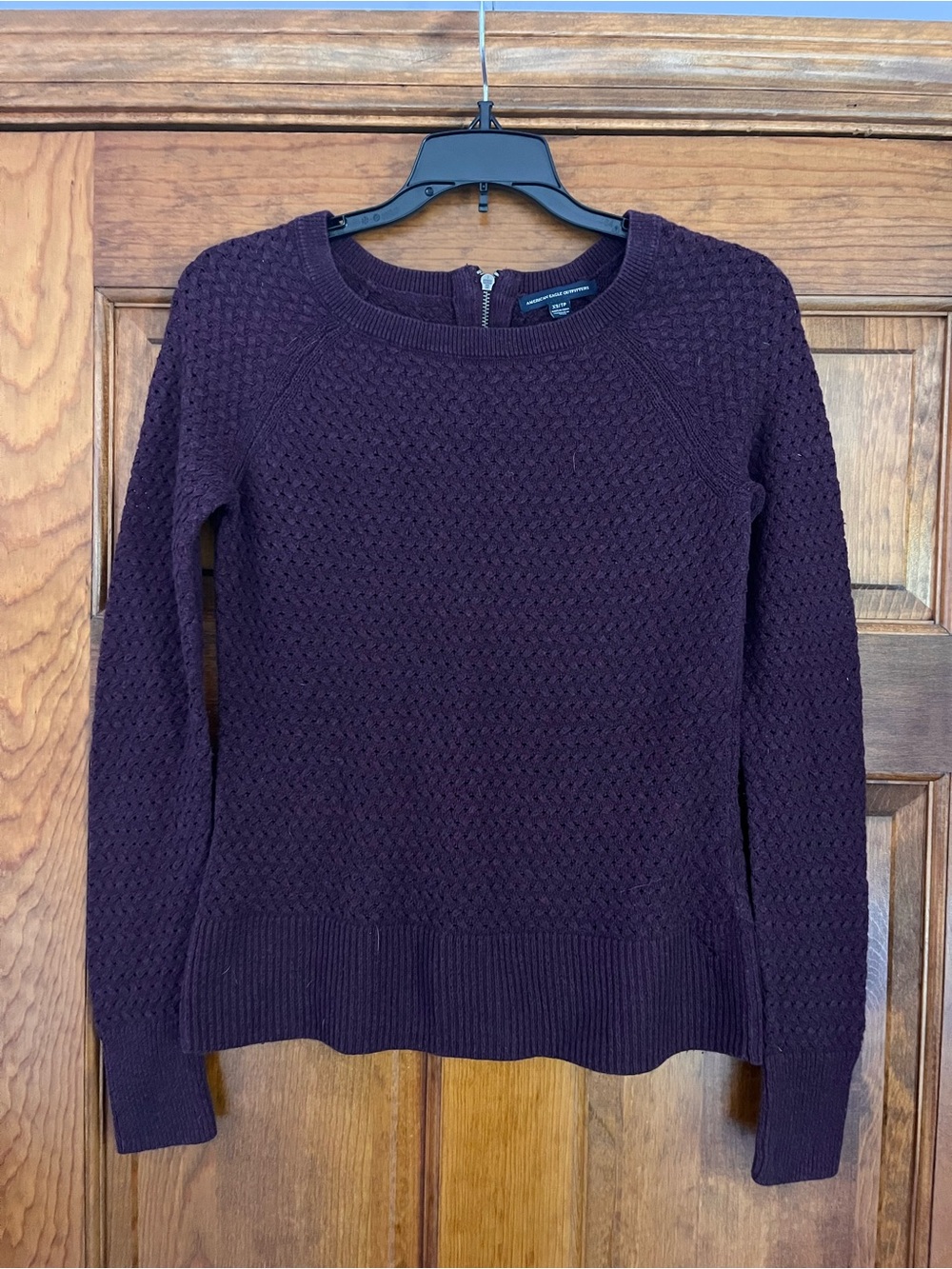 American Eagle Outfitters Textured Crewneck Sweater - Plum
